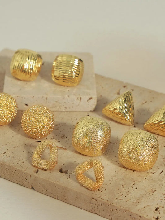 Gold-Plated Geometric Stud Earrings — Livostyle