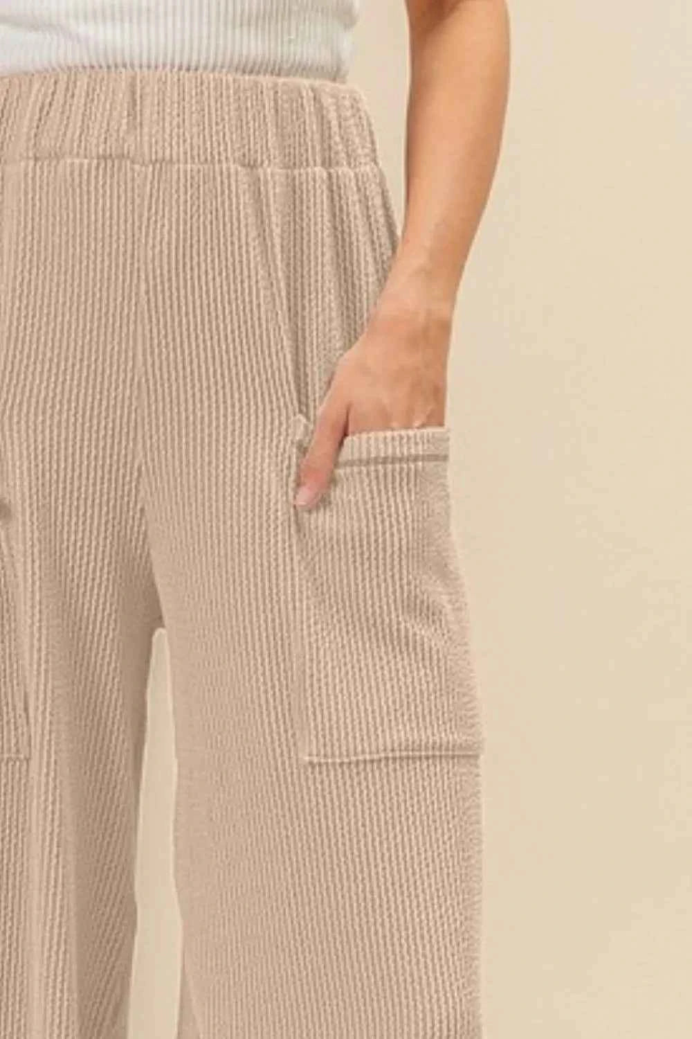BiBi 2tone Cord Rib Waist Band Side Pocket Pants