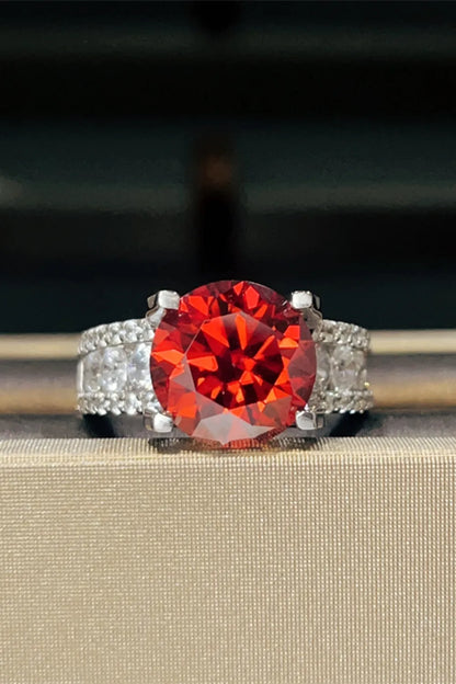 5 Carat Moissanite 925 Sterling Silver Ring — Round-Cut Red — Livostyle