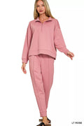 Scuba Half Zip Pullover and Jogger Set in Lt Rose — Livostyle