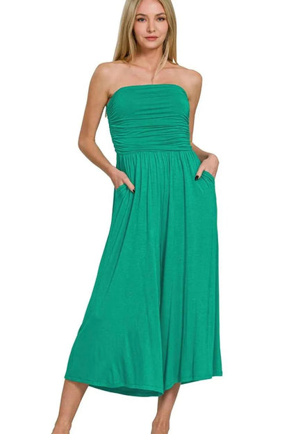 Double Layered Strapless Tube Top Jumpsuit — Livostyle