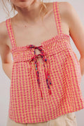 Tied Front Textured Square Neck Cami — Livostyle