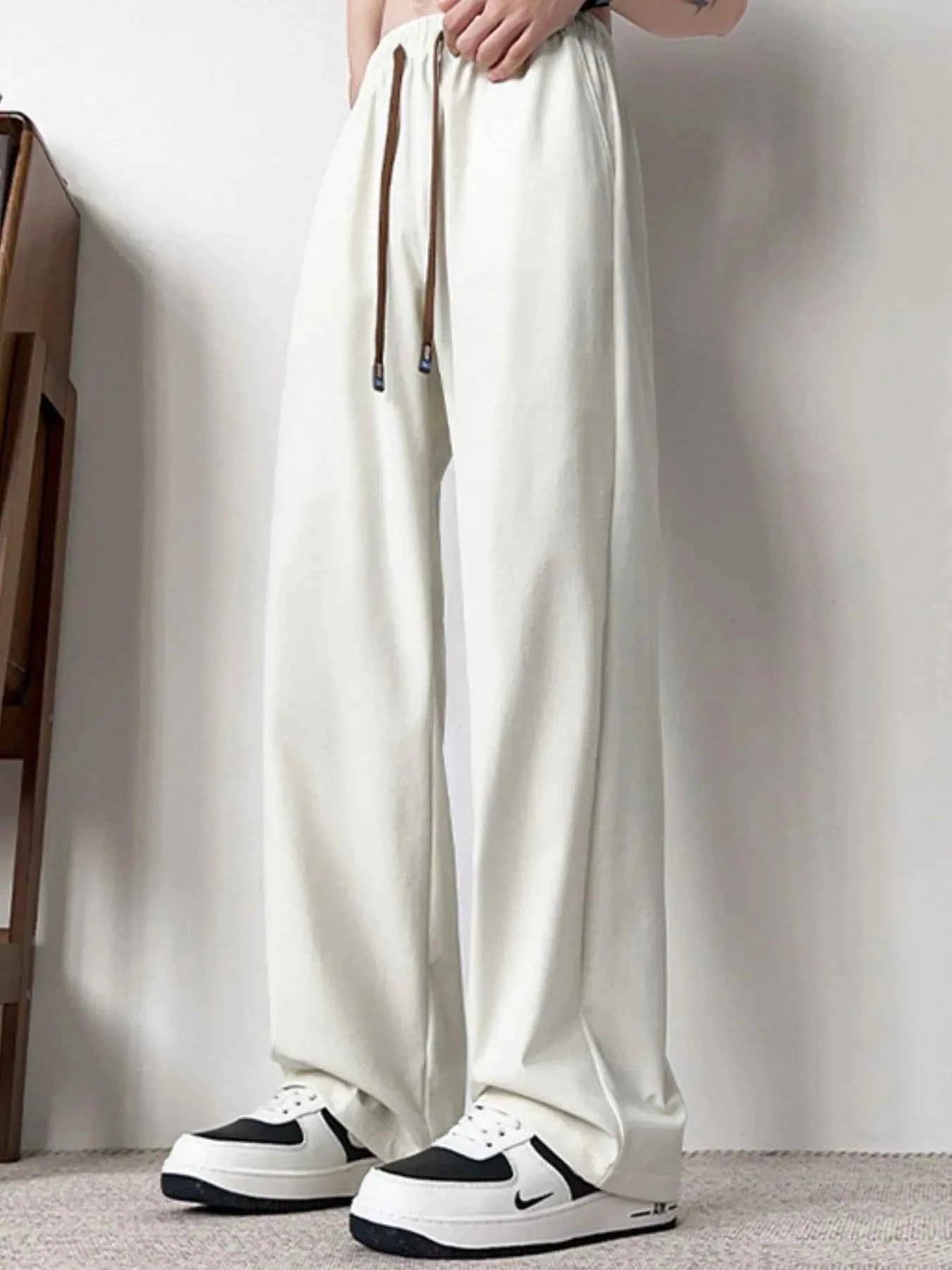 Men's Plus Size Casual Wide Leg Drawstring Pants