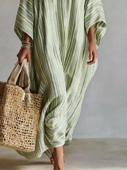 Striped V-Neck Oversized Maxi Dress – photo 6