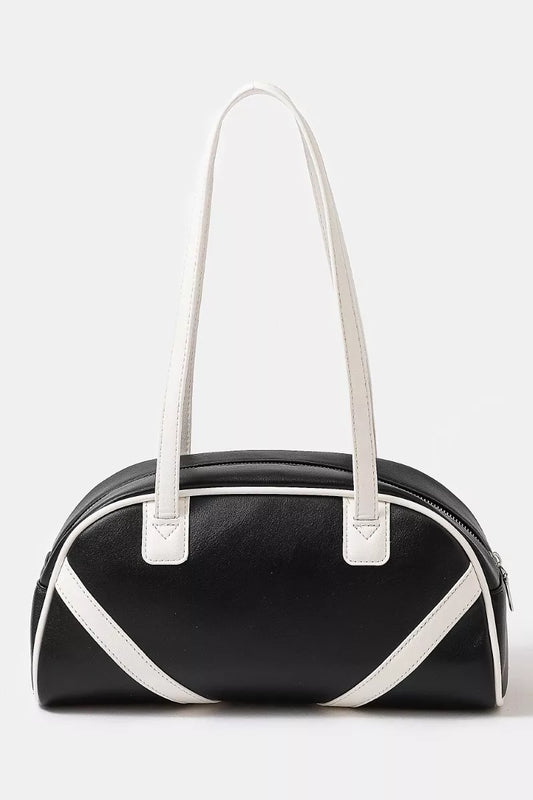 Stripe Accent Faux Leather Hand Bag — Livostyle