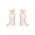 Cowgirl Boot Dangle Earrings with Bow — Livostyle