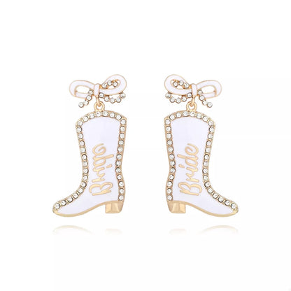 Cowgirl Boot Dangle Earrings with Bow — Livostyle