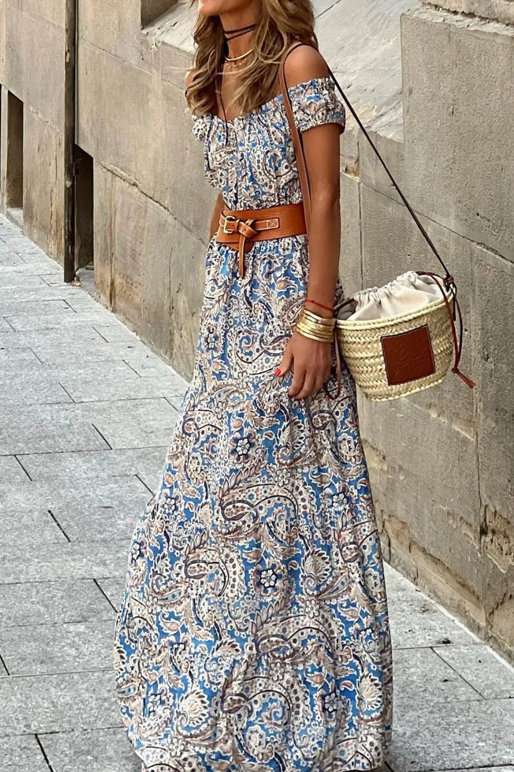 Boho Paisley Print Off-Shoulder Maxi Dress – photo 8