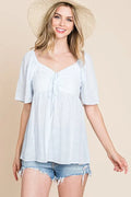 Thin Striped with Tie Front Babydoll Top — Livostyle