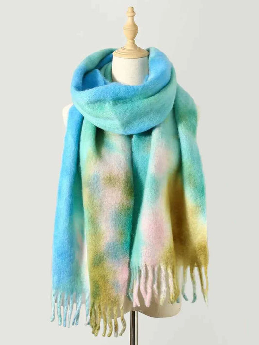 Fringe Tie-Dye Polyester Scarf