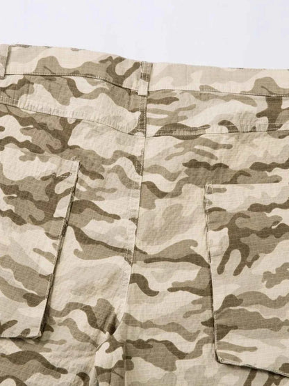 Men's Wide Leg Camo Print Cargo Pants