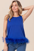 Stylish French Terry Top with Faux Feather Accents — Livostyle