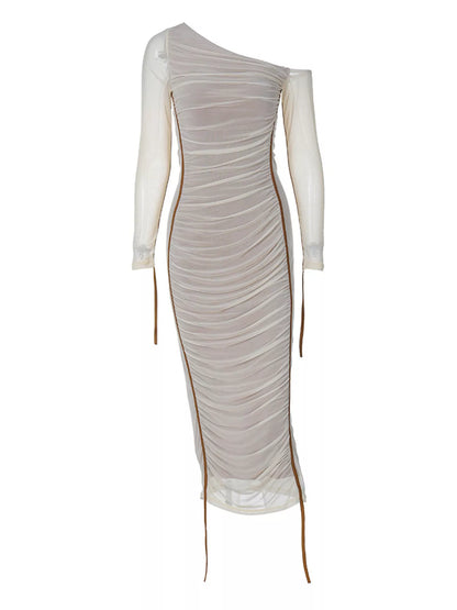 One-Shoulder Ruched Bodycon Midi Dress – photo 5