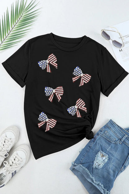 US Flag Round Neck Short Sleeve T-Shirt styling — Livostyle