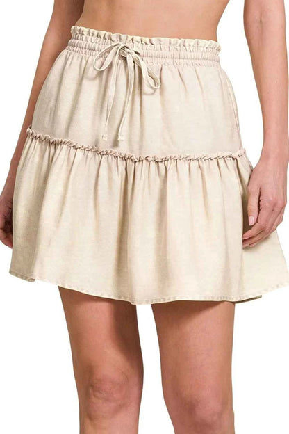 Tencel Washed Tiered Mini Skirts — Livostyle