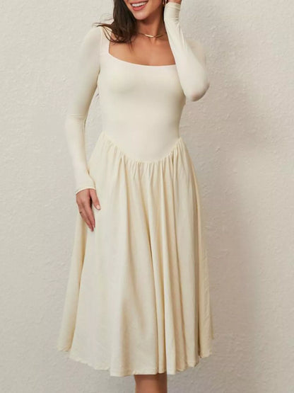 Square Neck Long Sleeve Midi Dress in Cotton Blend – photo 7