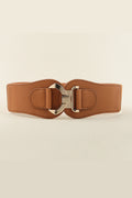 Faux leather cinch alloy buckle elastic belt