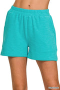 Cotton Slub Shorts in TURQUOISE