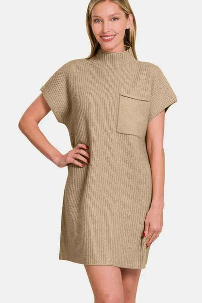 Short Sleeve Sweater Mini Dress — Livostyle