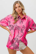 Stylish Satin Leopard Print Shirt with Short Sleeves — Livostyle