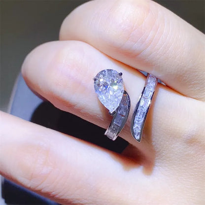 3 Carat Moissanite Zircon 925 Sterling Silver Bypass Ring — Livostyle