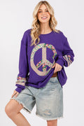 Peace Applique Patch Long Sleeve Top — Livostyle