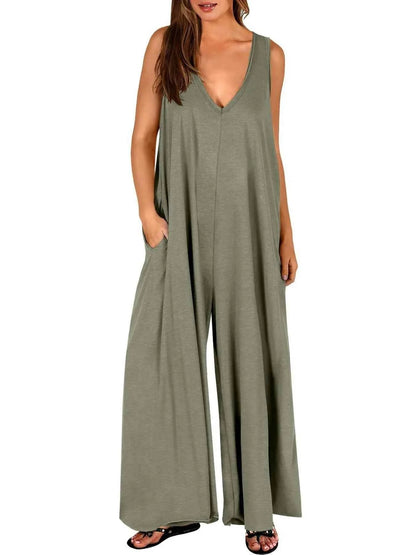 Sleeveless V-Neck Jumpsuit with Pockets – photo 8