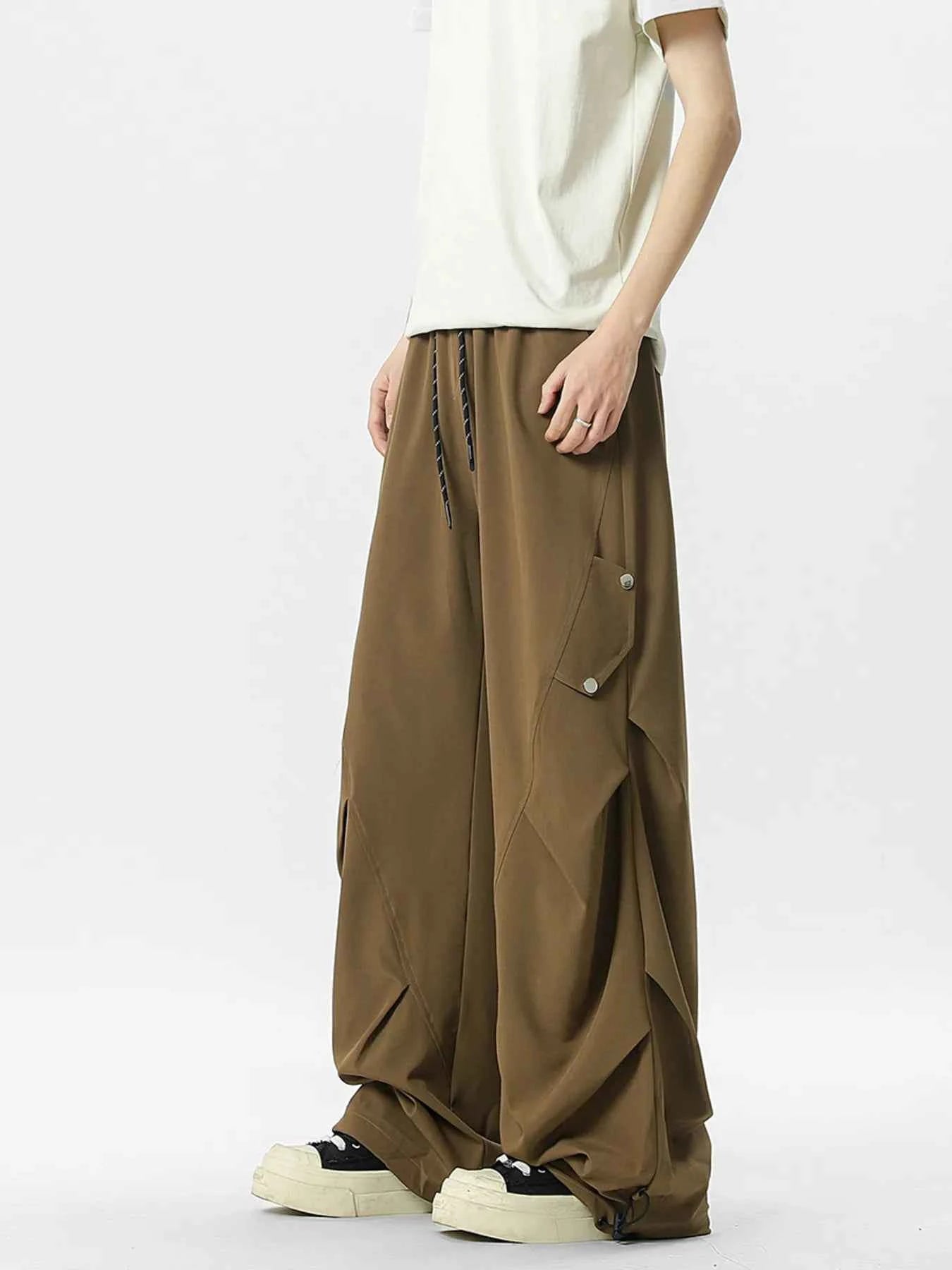 Men's Oversized Wide Leg Cargo Pants with Drawstring
