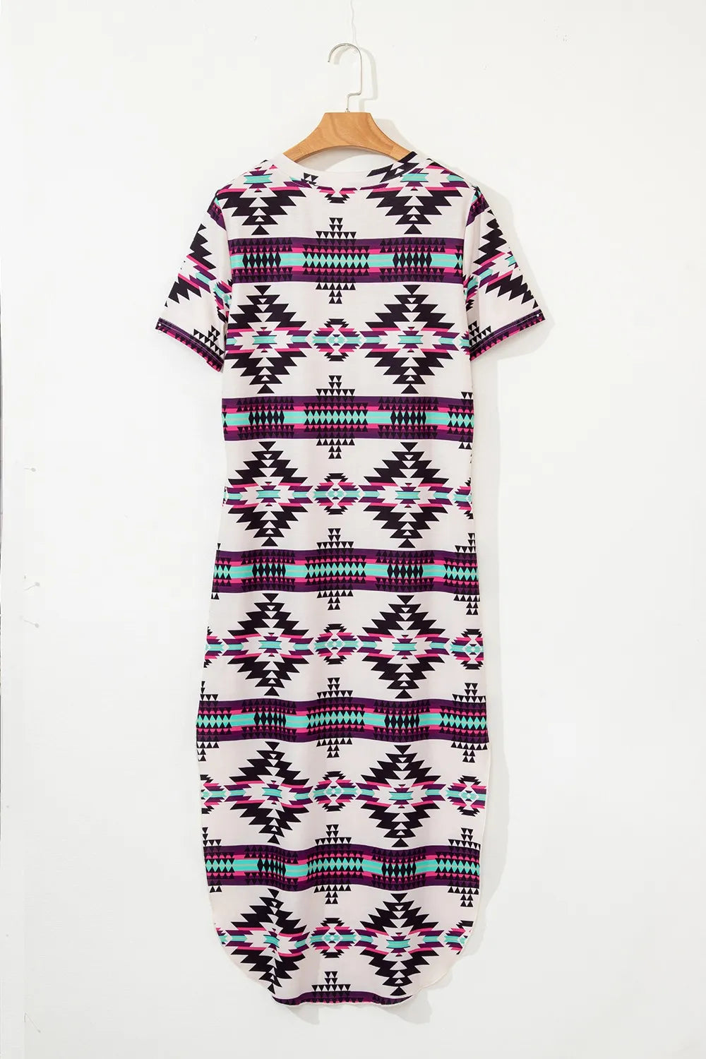Aztec Print V-Neck Midi Dress with Split Hem – photo 8