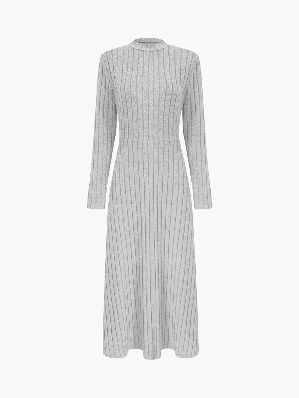 Basic Style Ribbed Knit Long Sleeve Midi Dress – photo 11