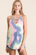 Trendy Summer Tie-Dye Terry Camisole with Unique Caged Neck — Livostyle