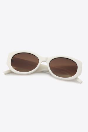 UV400 Polycarbonate Oval Sunglasses with Brown Lenses