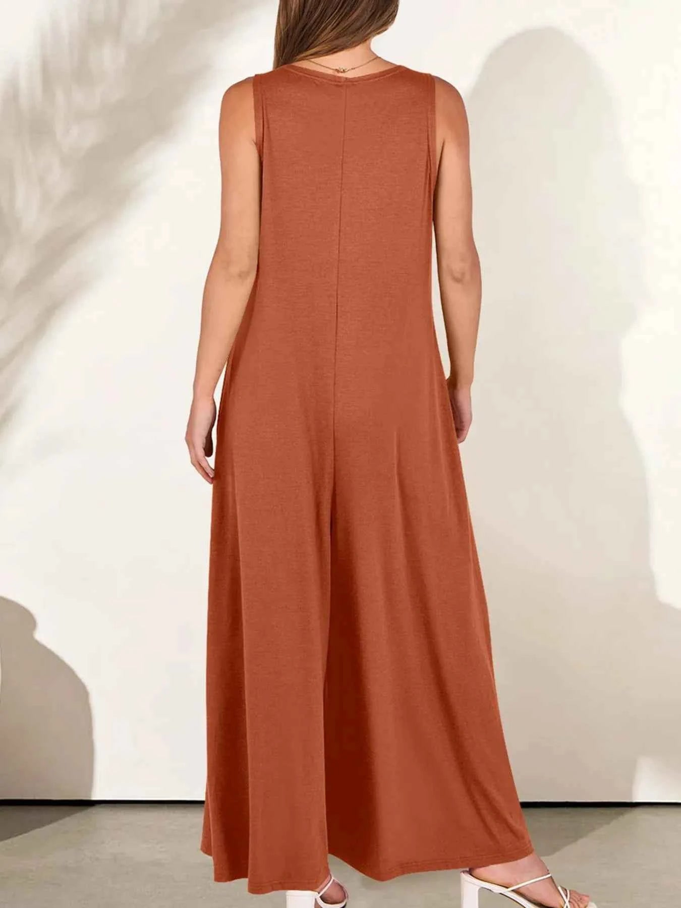 Sleeveless V-Neck Jumpsuit with Pockets