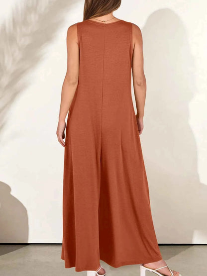Sleeveless V-Neck Jumpsuit with Pockets – photo 5