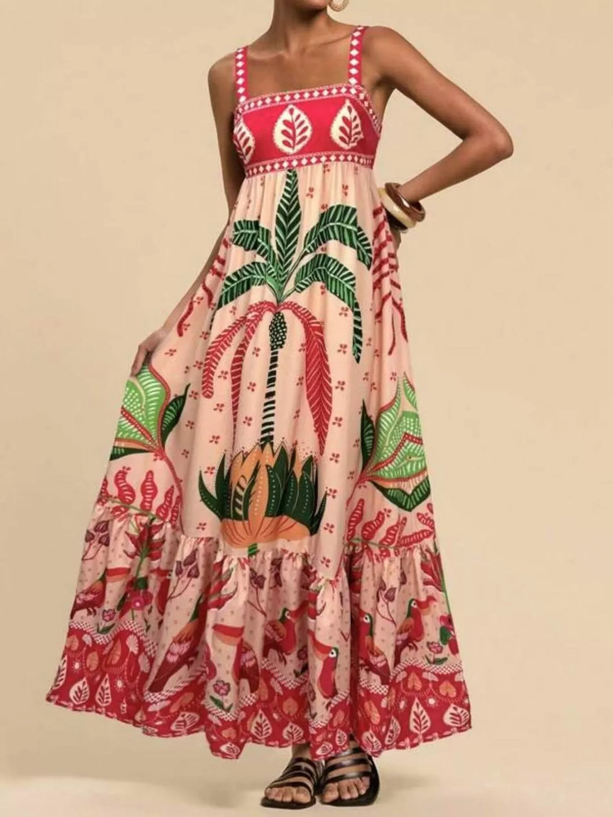 Printed Square Neck Maxi Dress in Four Colors – photo 7