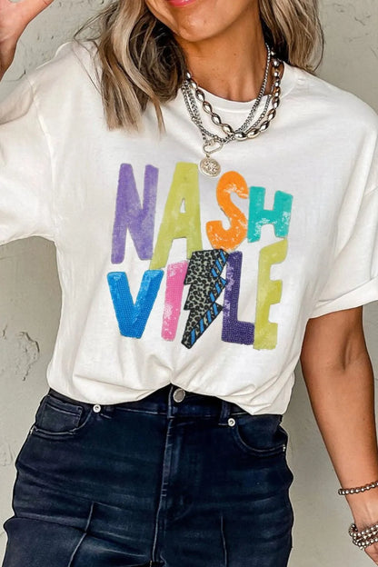 Lightening NASHVILLE Sequin Round Neck T-Shirt – photo 4