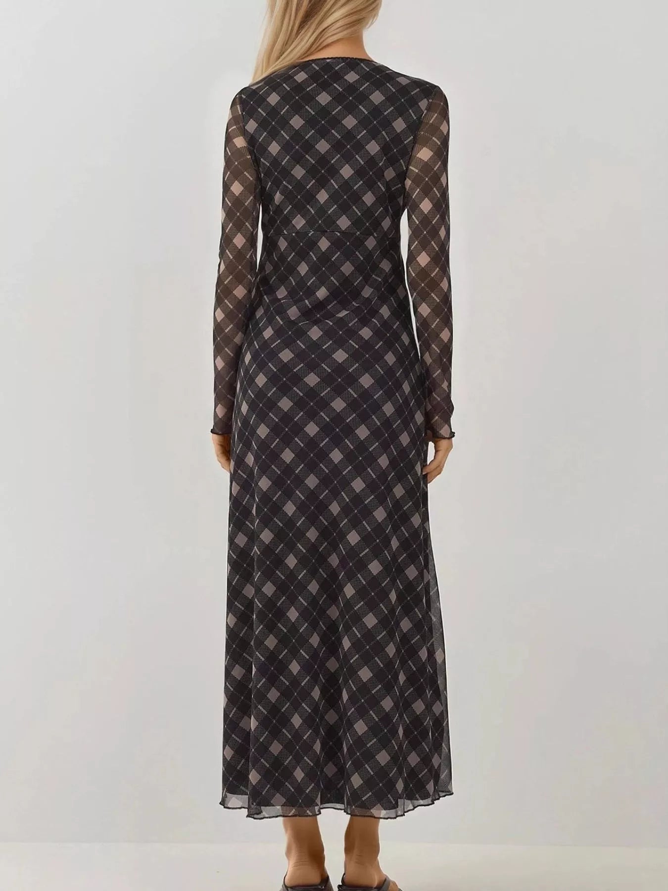 Tie Front Plaid Long Sleeve Dress styling — Livostyle