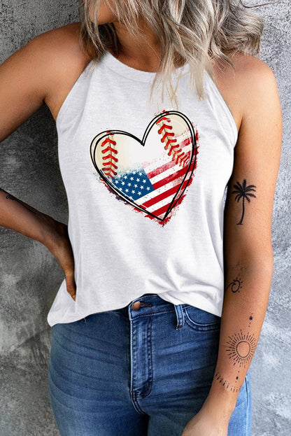 US Flag Heart Graphic Tank styling — Livostyle