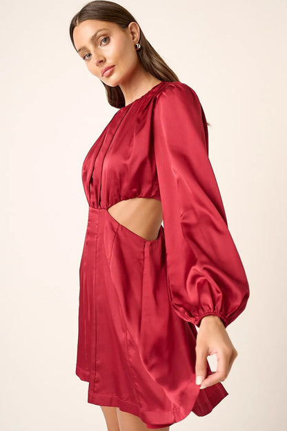 Satin Side Cutout Detail Mini Dress — Livostyle