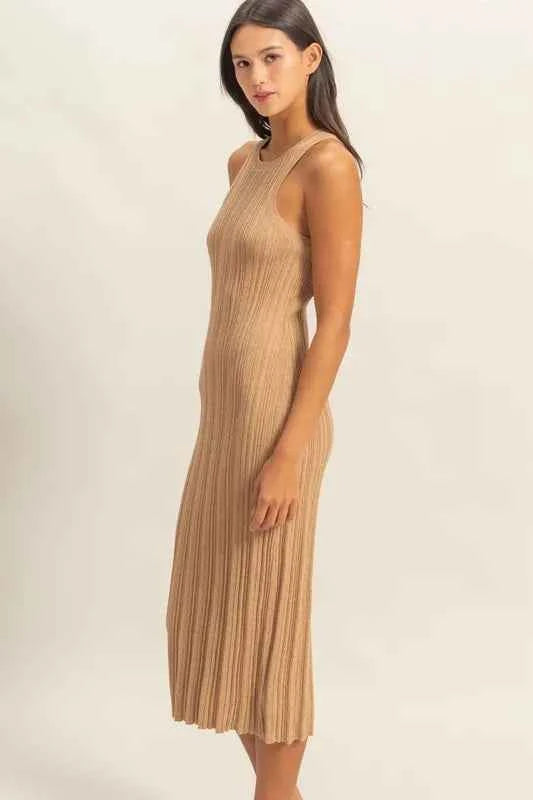 HYFVE Round Neck Bodycon Ribbed Knit Dress