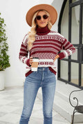 Geometric Turtleneck Long Sleeve Sweater — Livostyle