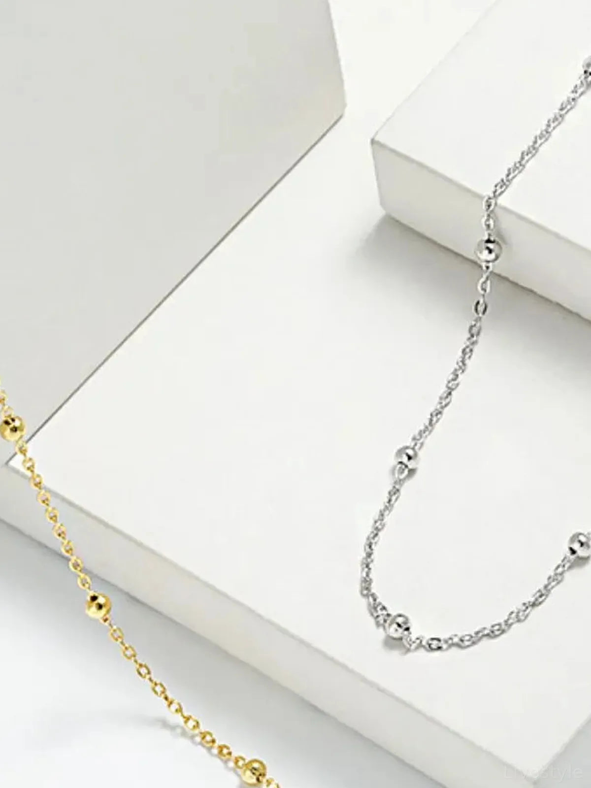925 Sterling Silver Beaded Necklace — detail view — Livostyle