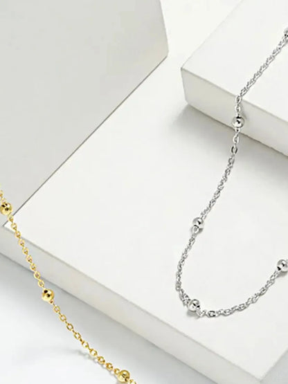 925 Sterling Silver Beaded Necklace — detail view — Livostyle