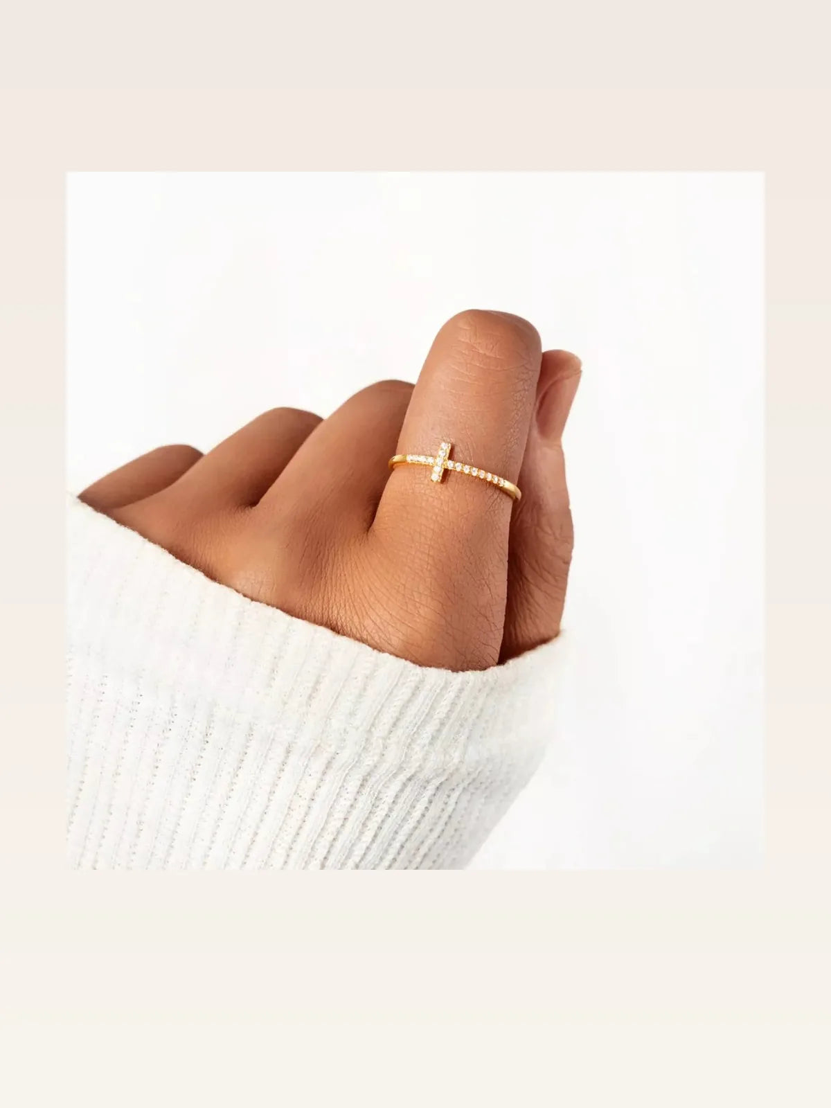 925 Sterling Silver Cross Ring — Dainty Everyday Gold — styled showcase — Livostyle