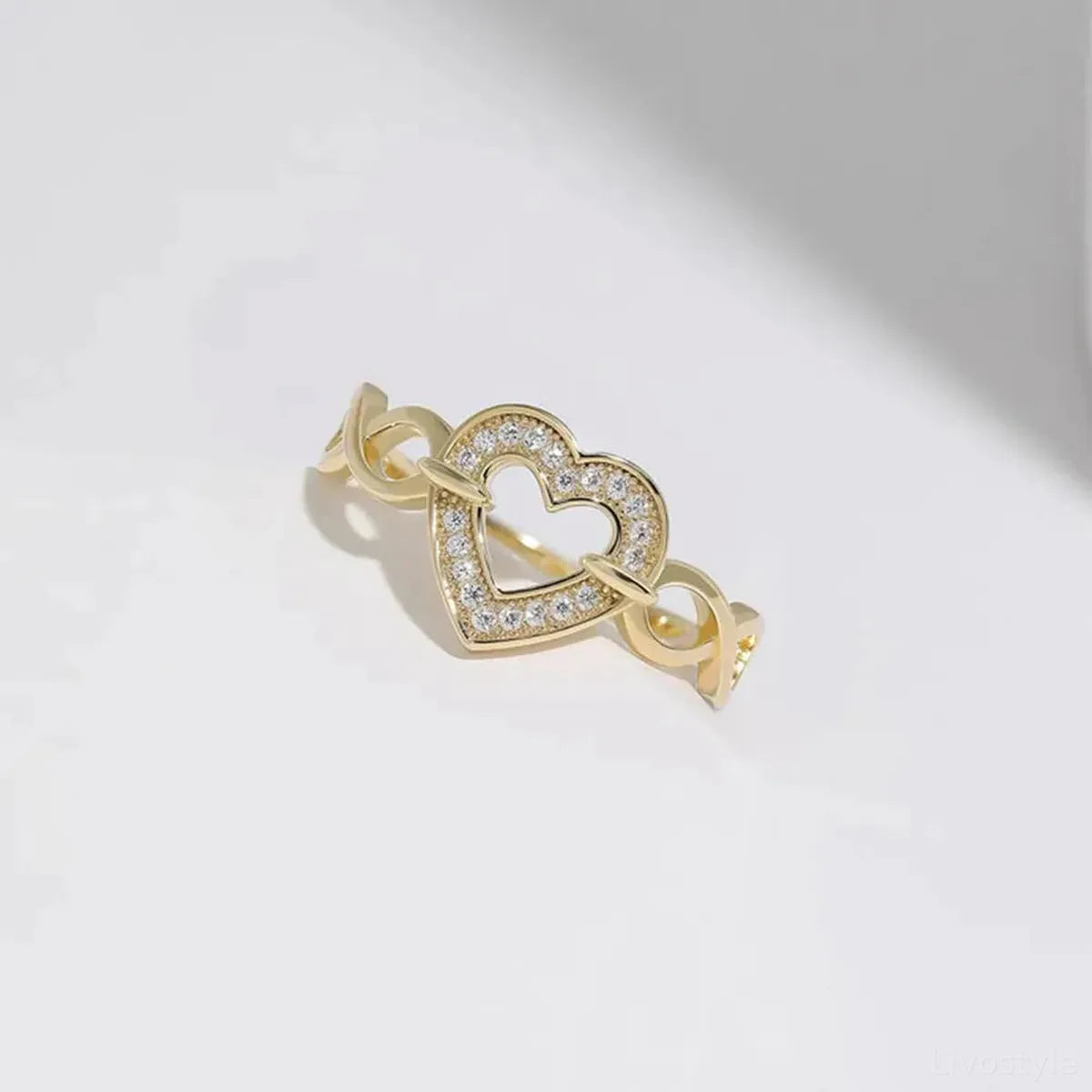925 Sterling Silver Heart Ring — square view — Livostyle