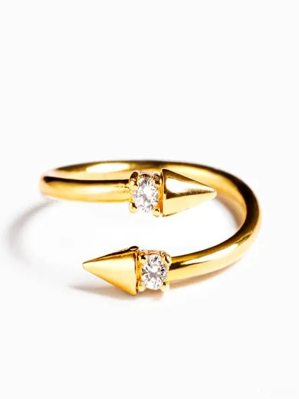 925 Sterling Silver Inlaid Zircon Bypass Ring — detail view — Livostyle