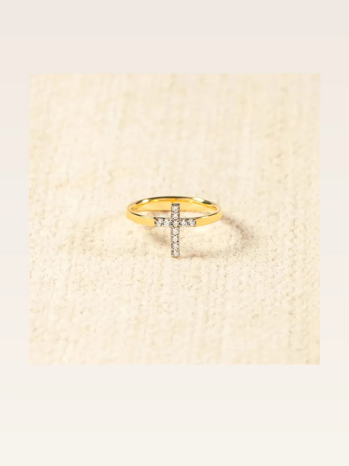 925 Sterling Silver Inlaid Zircon Cross Ring — styled showcase — Livostyle