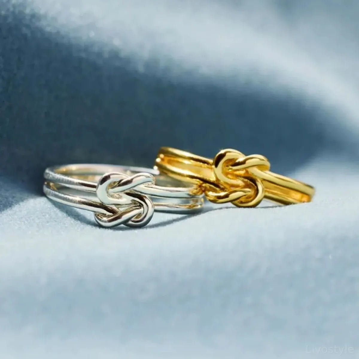 925 Sterling Silver Knotted Ring — square view — Livostyle