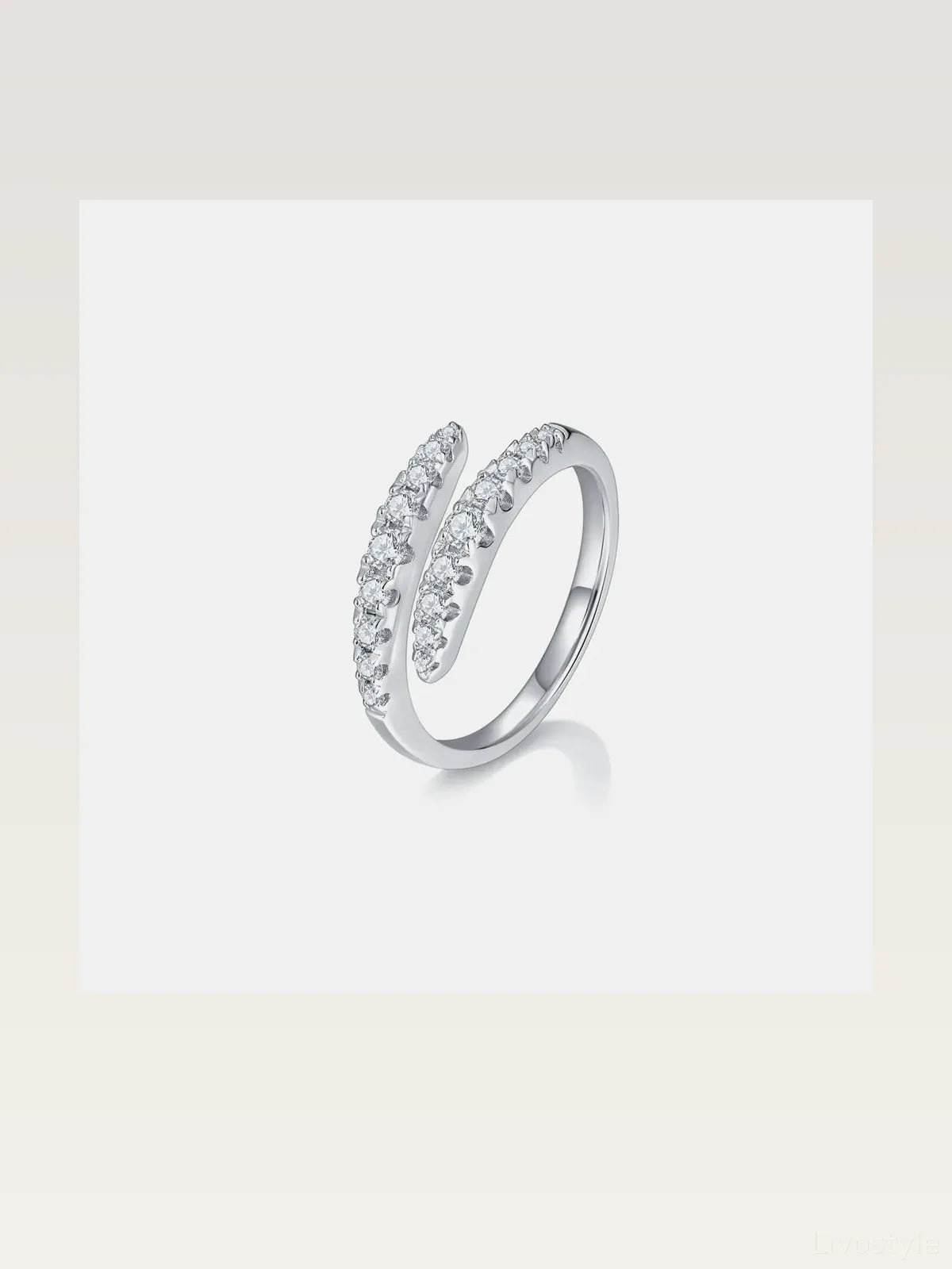 925 Sterling Silver Moissanite Bypass Ring — styled showcase — Livostyle
