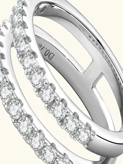 925 Sterling Silver Moissanite Double Layered Ring — detail view — Livostyle